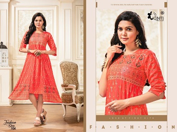 Fashion Diva Wholesale Kurtis Catalogue by Kinti, Ten Designs Wholesale bunch of Double Layer Kurtis Fashion Diva by Kinti Brand 