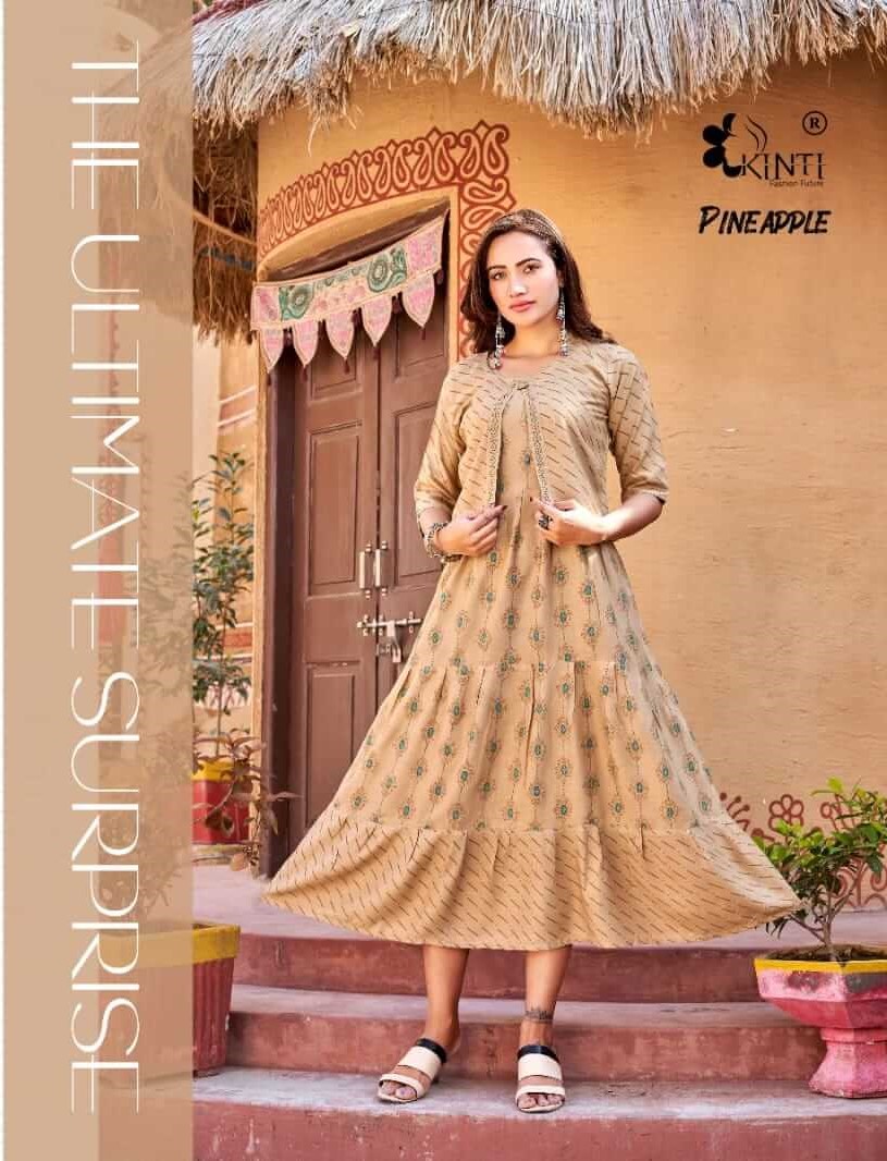 Kinti Pineapple Kurti with Jacket Catalog in Wholesale, Buy Kinti Pineapple Kurti with Jacket Full Catalog in Wholesale Rate Online From Aarvee Creation