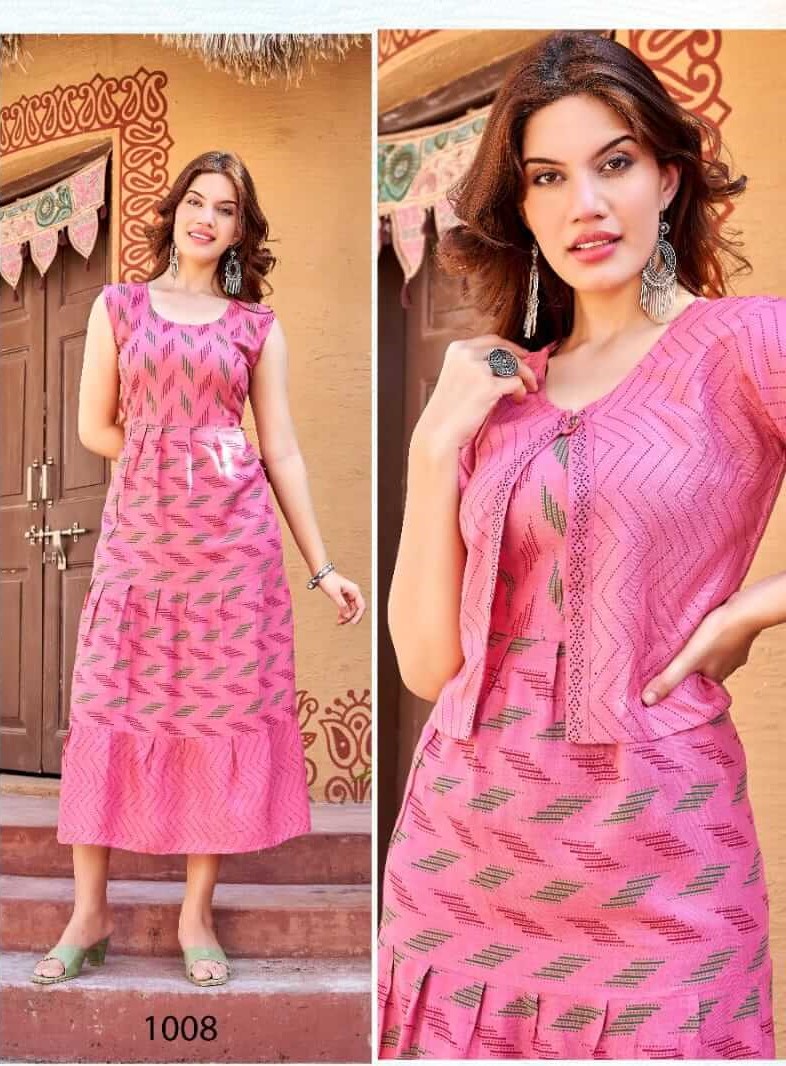 Kinti Pineapple Kurti with Jacket Catalog in Wholesale, Buy Kinti Pineapple Kurti with Jacket Full Catalog in Wholesale Rate Online From Aarvee Creation