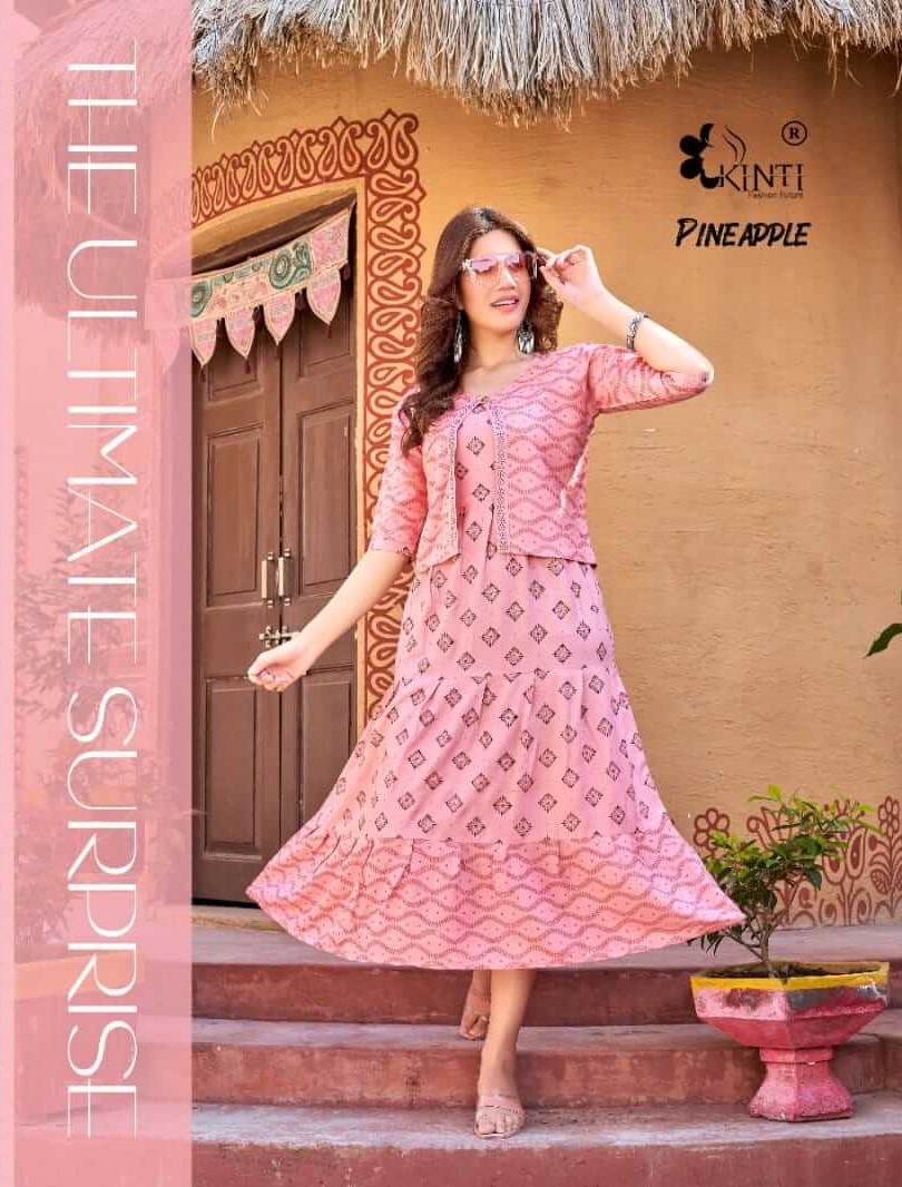 Kinti Pineapple Kurti with Jacket Catalog in Wholesale, Buy Kinti Pineapple Kurti with Jacket Full Catalog in Wholesale Rate Online From Aarvee Creation