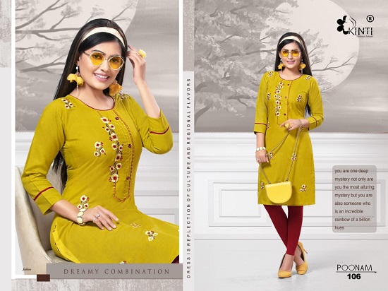 Kinti Poonam cotton kurtis wholesale catalogue. Poonam cotton wholesale kurtis catalogue by kinti kurtis manufacturer online.