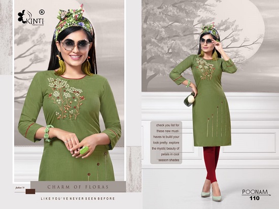 Kinti Poonam cotton kurtis wholesale catalogue. Poonam cotton wholesale kurtis catalogue by kinti kurtis manufacturer online.