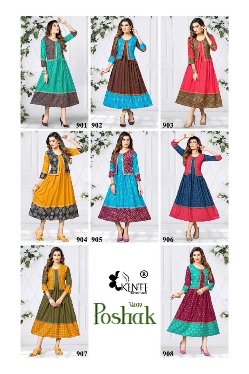 Kinti Poshak vol 9 Kali Kurti with Attached Jacket Catalog, Buy Kinti Poshak vol 9 Kali Kurti with Attached Jacket Full Catalog at Wholesale Rate Online