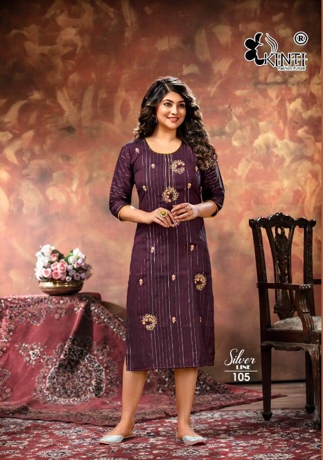 Buy Kinti Silver Line Straight Cut Kurtis With Embroidery At Wholesale Rate From Aarvee Creation India