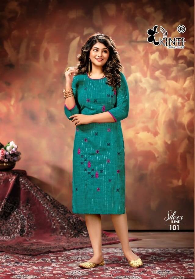 Buy Kinti Silver Line Straight Cut Kurtis With Embroidery At Wholesale Rate From Aarvee Creation India