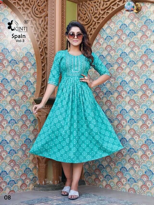 Kinti Spain vol 3 Heavy Rayon Slub Print Kurtis Catalog in Wholesale, Buy Kinti Spain vol 3 Heavy Rayon Slub Print Kurtis Full Catalog in Wholesale Price Online From Aarvee Creation, Vadodara