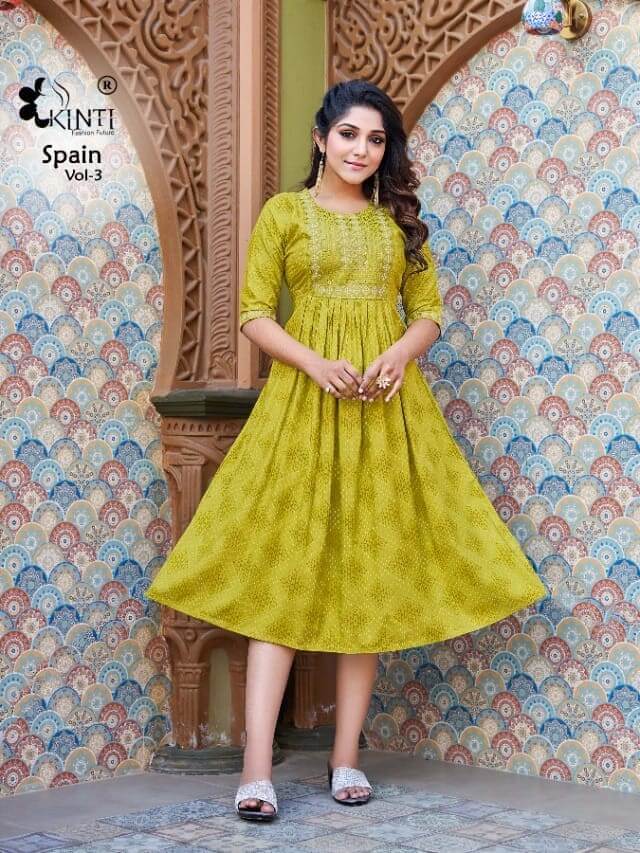 Kinti Spain vol 3 Heavy Rayon Slub Print Kurtis Catalog in Wholesale, Buy Kinti Spain vol 3 Heavy Rayon Slub Print Kurtis Full Catalog in Wholesale Price Online From Aarvee Creation, Vadodara