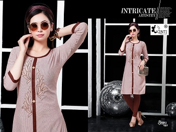 Kinti Presents Cotton Handloom Strips Embroidered Streight Kurtis Wholesale 10 Pieces Catalogue.4xl and 5xl also available
