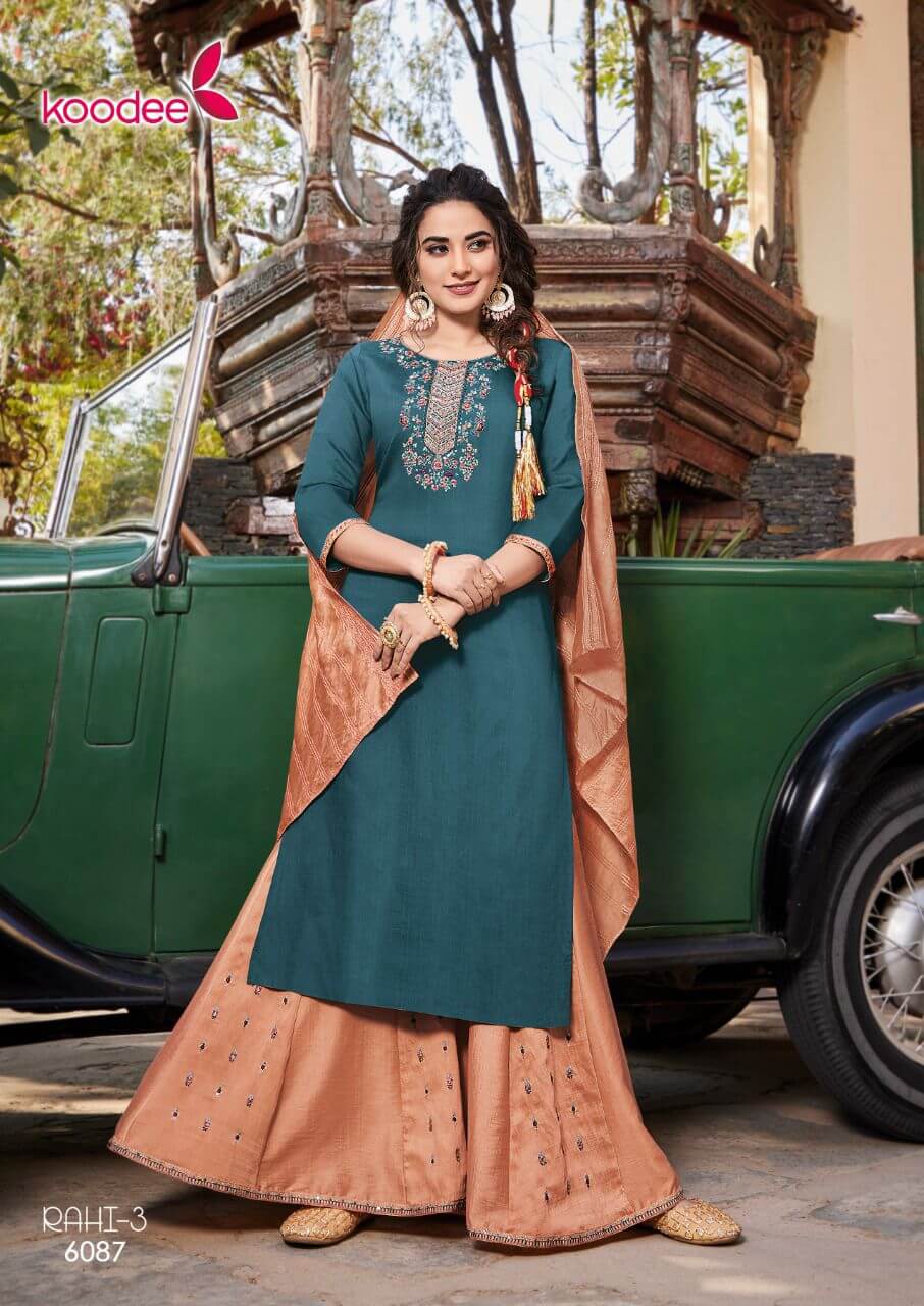 Koodee Rahi Vol 3 Top Bottom Dupatta Wholesale Catalog, Buy Full Catalog of Rahi Vol 3 Top Bottom Dupatta in Wholesale Price