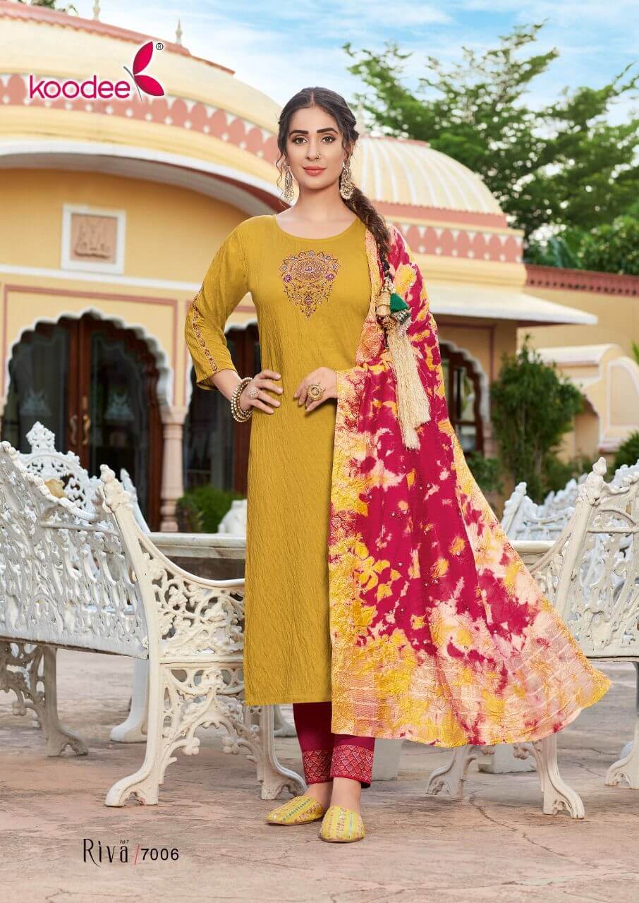 Koodee Riva vol 7 Kurti Pant Dupatta Set Catalog, Buy Koodee Riva vol 7 Kurti Pant Dupatta Set Full Catalog at Wholesale Rate Online