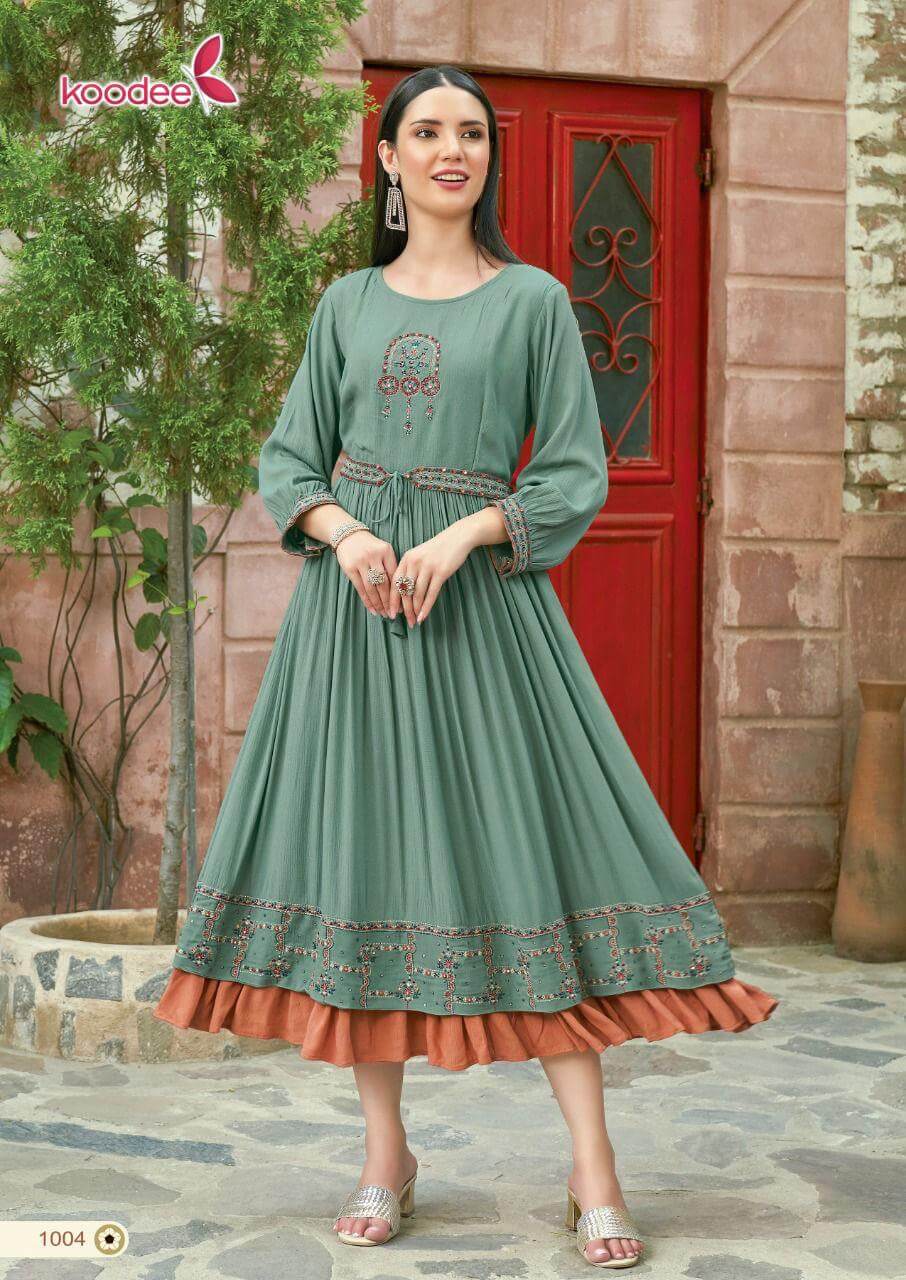 Koodee Roshani vol 1 Designer Gown Kurtis Catalog, Buy Koodee Roshani vol 1 Designer Gown Kurtis Full Catalog at Wholesale Rate