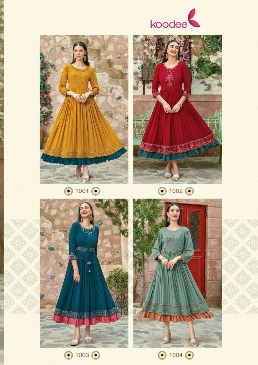 Koodee Roshani vol 1 Designer Gown Kurtis Catalog, Buy Koodee Roshani vol 1 Designer Gown Kurtis Full Catalog at Wholesale Rate