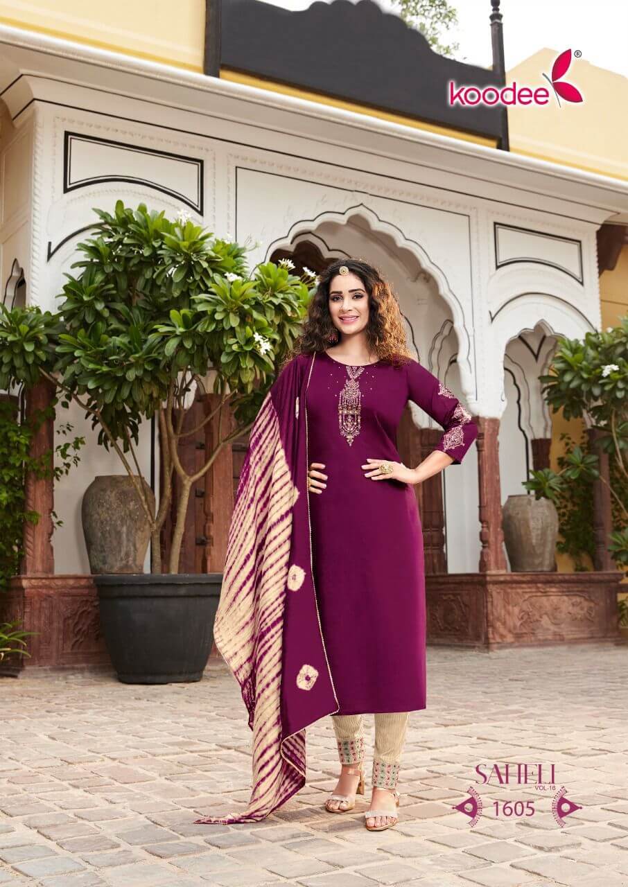 Koodee Saheli vol 16 Kurti Pant Dupatta Set Catalog in Wholesale, Buy Koodee Saheli vol 16 Kurti Pant Dupatta Set Catalog in Wholesale Price Online