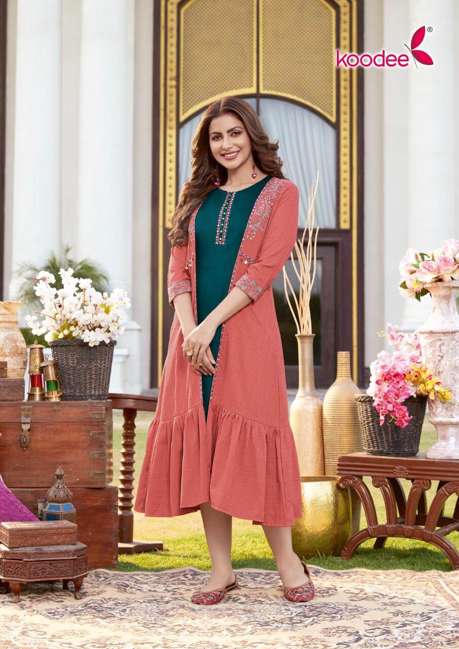 Koodee Sarah Kurti with Shrug Set Catalog, Buy Koodee Sarah Kurti with Shrug Set Full Catalog at Wholesale Price Online