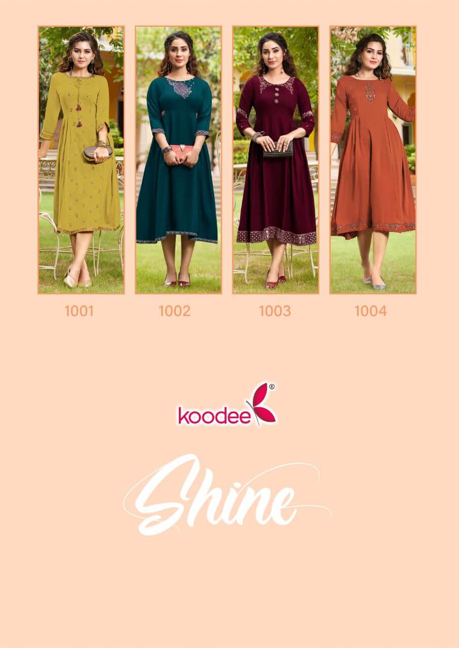 Koodee Shine Chinon A Line Kurtis Catalog in Wholesale Price, Buy Koodee Shine Chinon A Line Kurtis Full Catalog in Wholesale Price Online From Vadodara, Gujarat