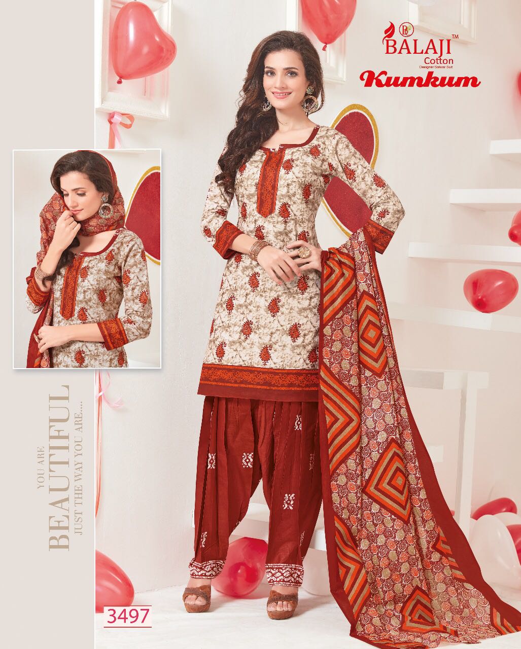 BALAJI KUMKUM VOL 15 Cotton Dress Material With Cotoon Dupatta