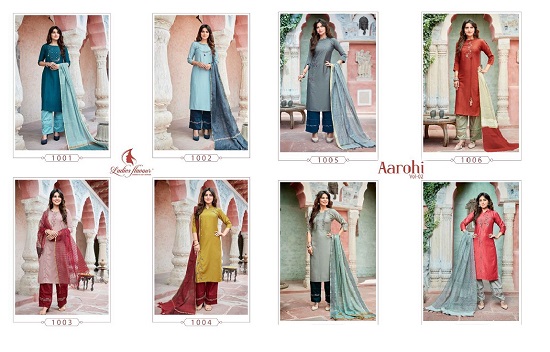 Ladies Flavour Aarohi Kurtis With Bottom and Dupatta Fully Stitched Catalogue. Order Ladies Flavour Readymade Partywear Dress Wholesale catalogue at best price online