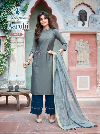 Ladies Flavour Aarohi Kurtis With Bottom and Dupatta Fully Stitched Catalogue. Order Ladies Flavour Readymade Partywear Dress Wholesale catalogue at best price online