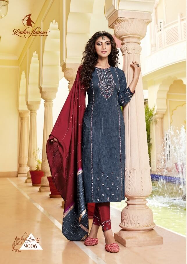 Ladies Flavour Aarohi vol 9 Embroidery Salwar Suits Catalog, Buy Ladies Flavour Aarohi vol 9 Embroidery Salwar Suits Full Catalog in Wholesale Price Online From Aarvee Creation From Vadodara