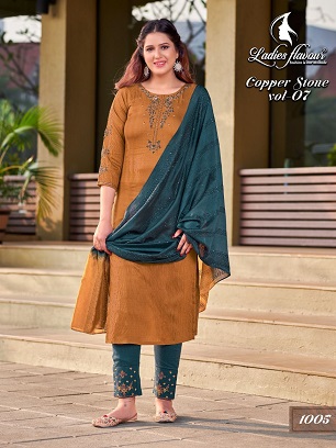 Ladies Flavour Copper Stone 7 Top Bottom Dupatta Catalog, Buy Full Catalog of Ladies Flavour Copper Stone vol 7 at Wholesale Price