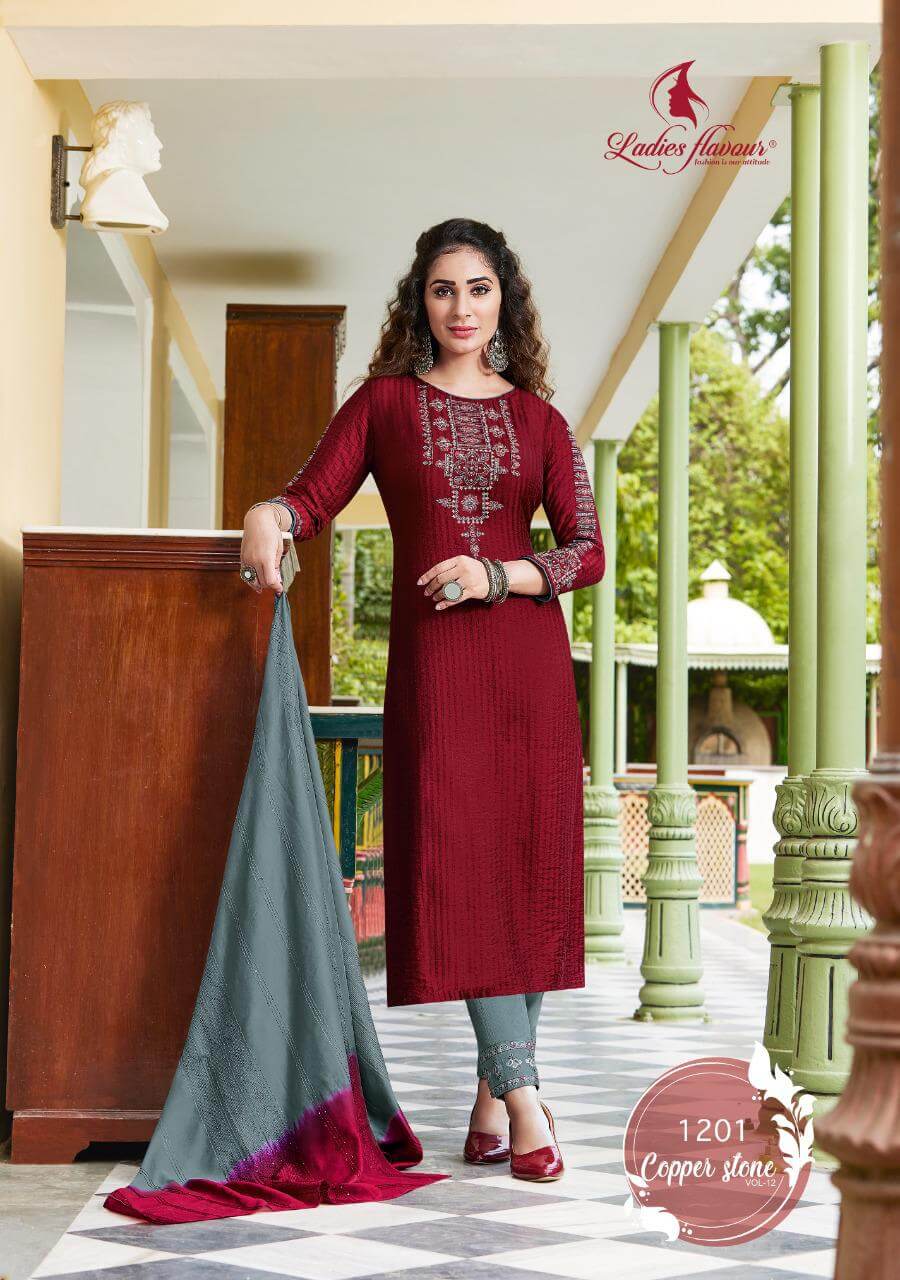 Ladies Flavour Copper Stone vol 12 Readymade Dress Wholesale Catalog, Buy Full Catalog of Readymade Dress Copper Stone vol 12 by Ladies Flavour Brand in Wholesale Price