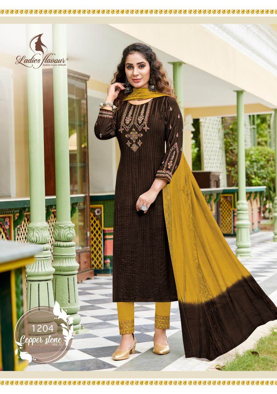 Ladies Flavour Copper Stone vol 12 Readymade Dress Wholesale Catalog, Buy Full Catalog of Readymade Dress Copper Stone vol 12 by Ladies Flavour Brand in Wholesale Price