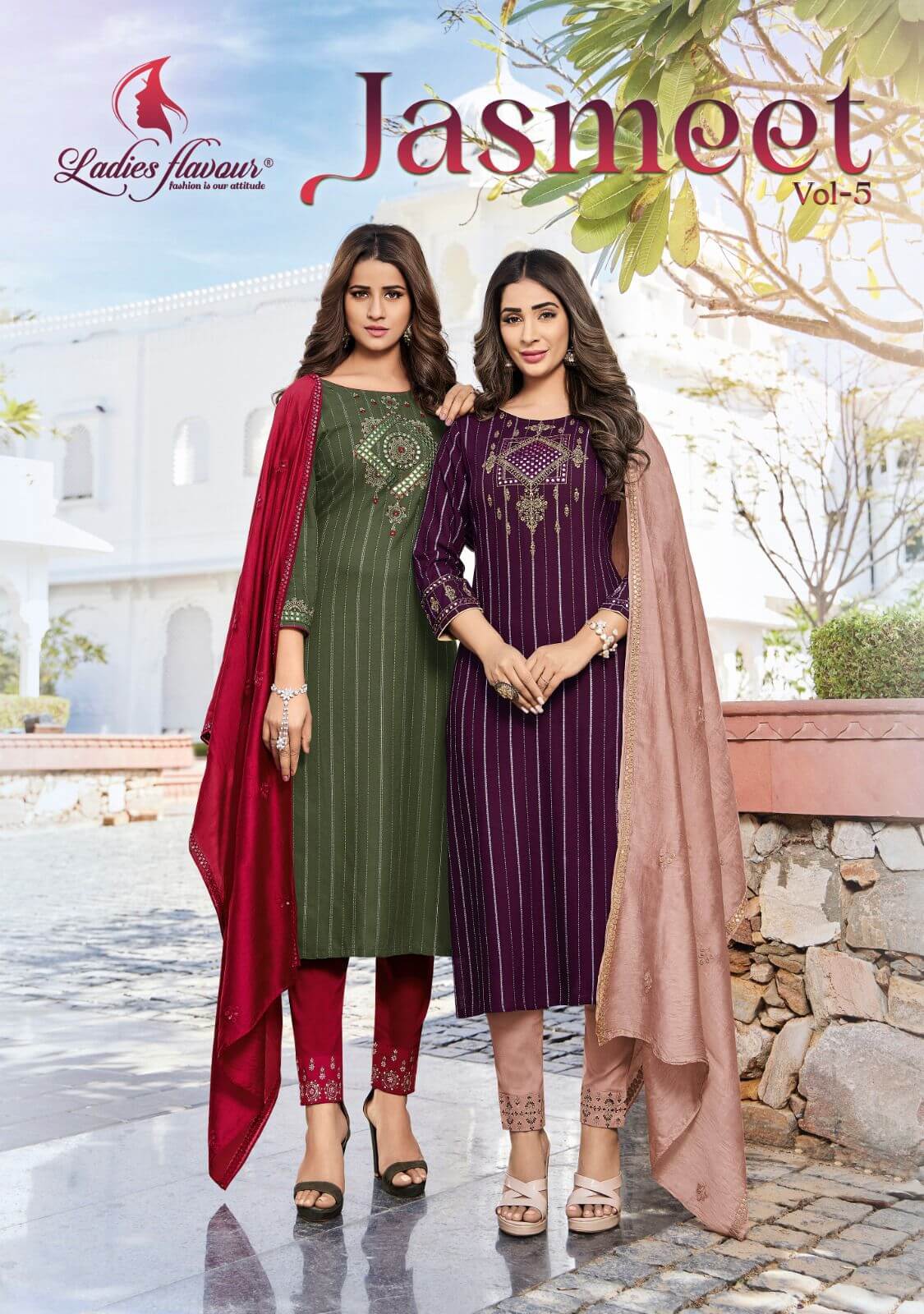 Ladies Flavour Jasmeet vol 4 Kurtis with Pant and Dupatta Catalog in Wholesale