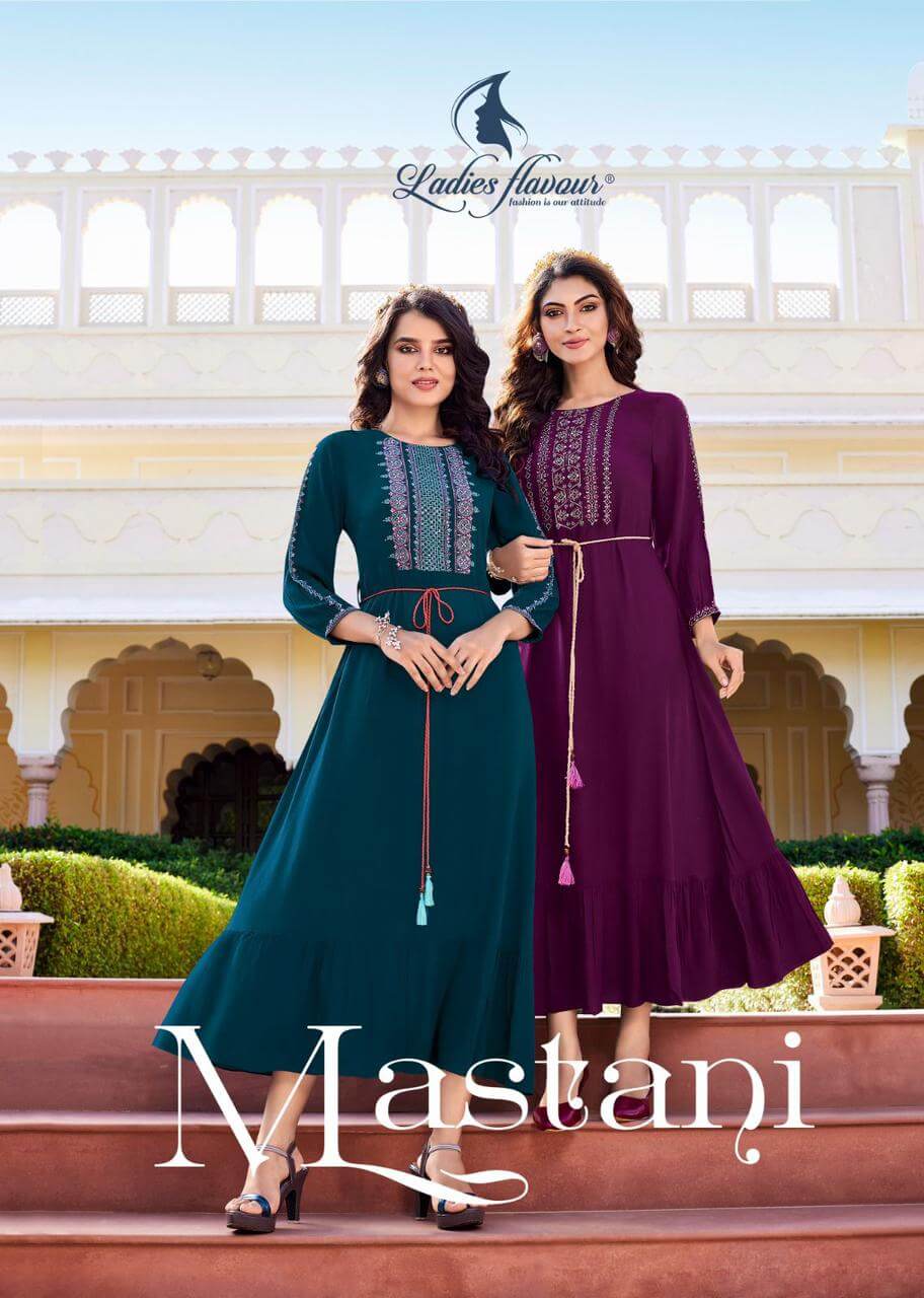 Ladies Flavour Mastani Rayon Wrinkle Gown Catalog