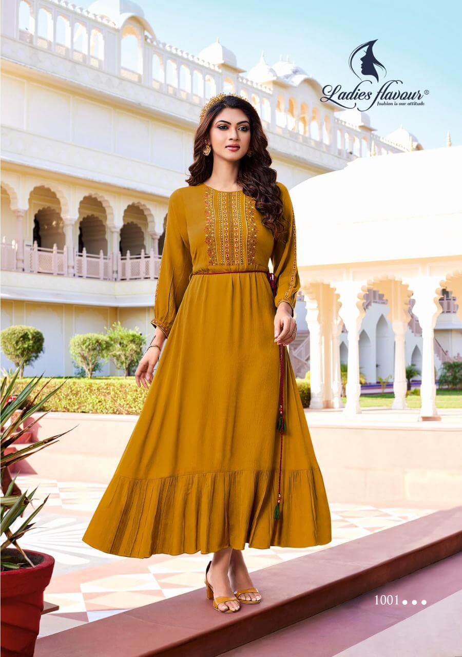 Ladies Flavour Mastani Rayon Wrinkle Gown Catalog, Buy Ladies Flavour Mastani Rayon Wrinkle Gowns Full Catalog in Wholesale Price Online From Aarvee Creation