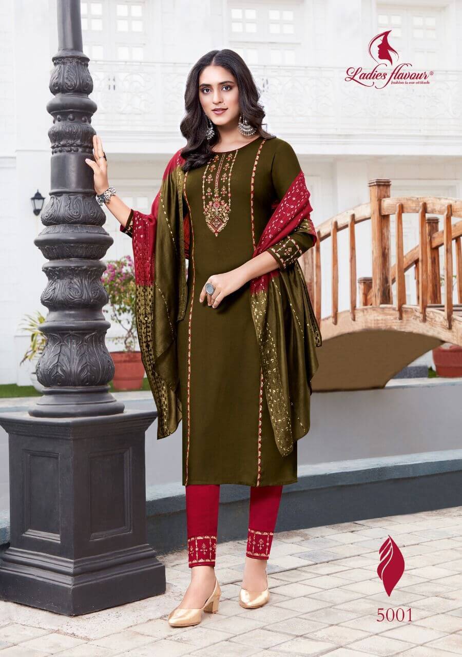 Ladies Flavour Pavitra vol 5 Top Bottom Dupatta Set Wholesale Catalog, Buy Ladies Flavour vol 5 Top Bottom Dupatta Set Full Catalog at Wholesale Price Online