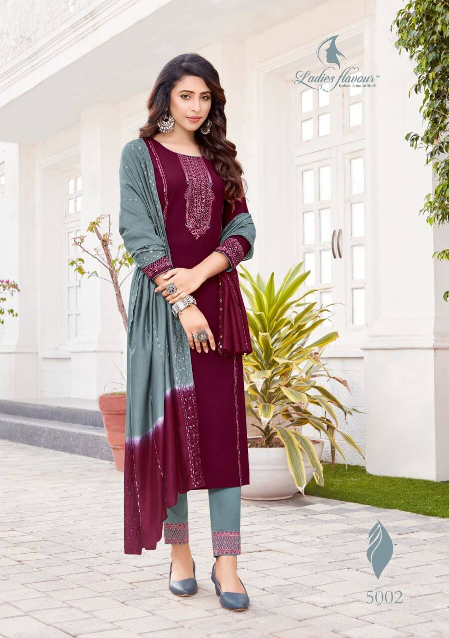 Ladies Flavour Pavitra vol 5 Top Bottom Dupatta Set Wholesale Catalog, Buy Ladies Flavour vol 5 Top Bottom Dupatta Set Full Catalog at Wholesale Price Online