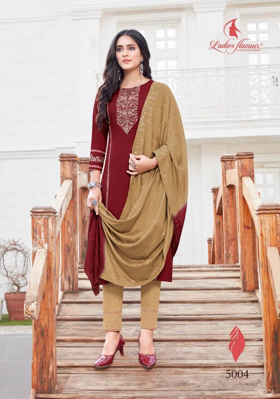 Ladies Flavour Pavitra vol 5 Top Bottom Dupatta Set Wholesale Catalog, Buy Ladies Flavour vol 5 Top Bottom Dupatta Set Full Catalog at Wholesale Price Online