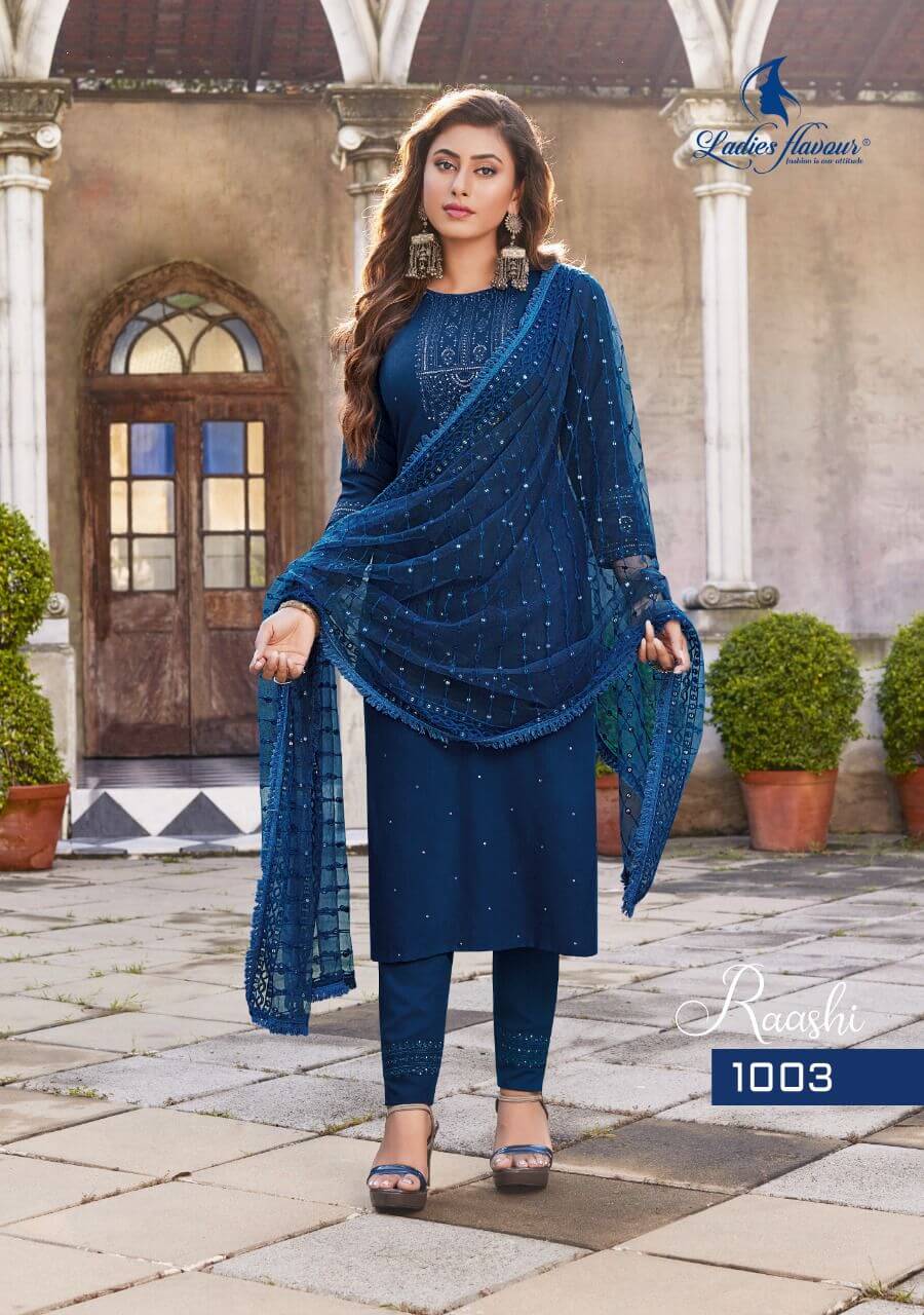 Ladies Flavour Raashi Kurtis Pant Dupatta Set Catalog, Buy Ladies Flavour Raashi Kurtis Pant Dupatta Set Full Catalog at Wholesale Price Online