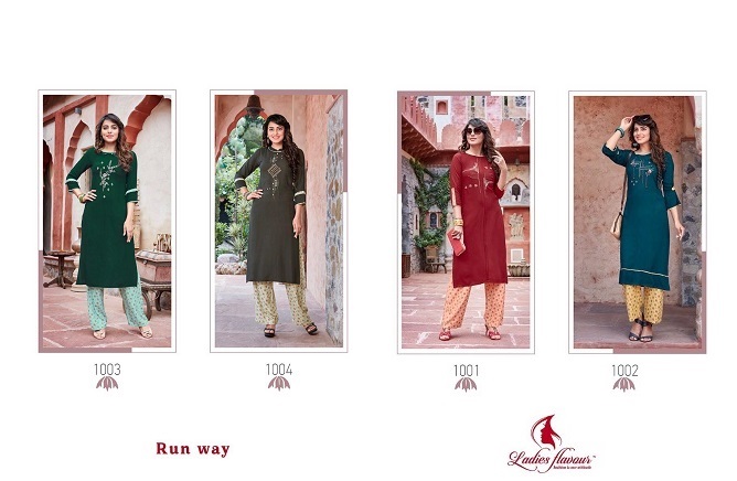 Ladies Flavour Launches Ladies tops with Pants catalog Runway, Runway Rayon Kurti with Discharge print bottom collections