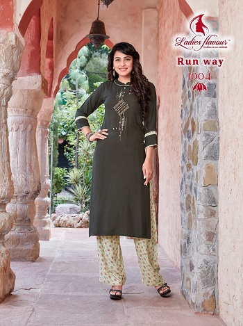 Ladies Flavour Launches Ladies tops with Pants catalog Runway, Runway Rayon Kurti with Discharge print bottom collections