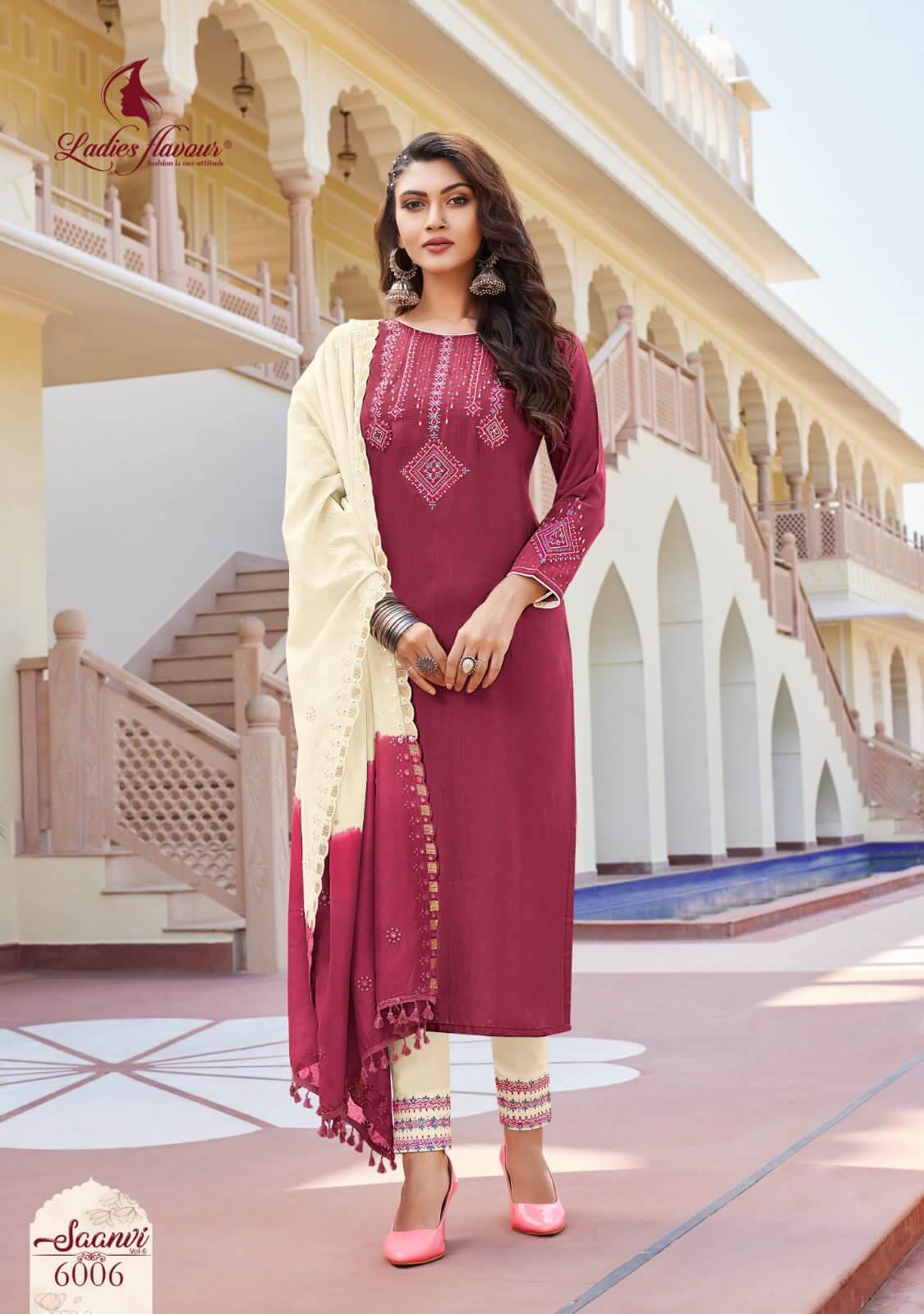 Ladies Flavour Saanvi Vol 6 Top Bottom Dupatta Set In Wholesale Price, Buy Ladies Flavour Saanvi Vol 6 Top Bottom Dupatta Full Set In Wholesale Price From Aaarvee Creation Online India