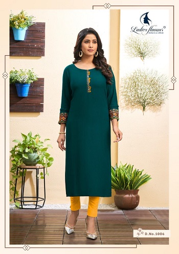 Serena Volume 4 Rayon Kurtis Wholesale Catalog by Ladies Flavour, Buy Rayon Liva Certificate Fabric Kurtis In Wholesale for Selling, Ladies Flavour Launches six Designs and patterns New Kurtis catalog Serena vol 4 in wholesale 