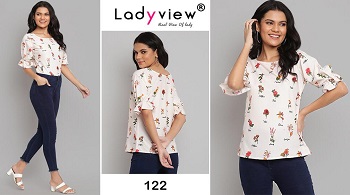 Ladyview Topsy volume 4 Ladies Tops Wholesale Catalog, Ten Designs Creap Fabric Short Tops Catalogue Topsy vol 4 by Ladyview Brand