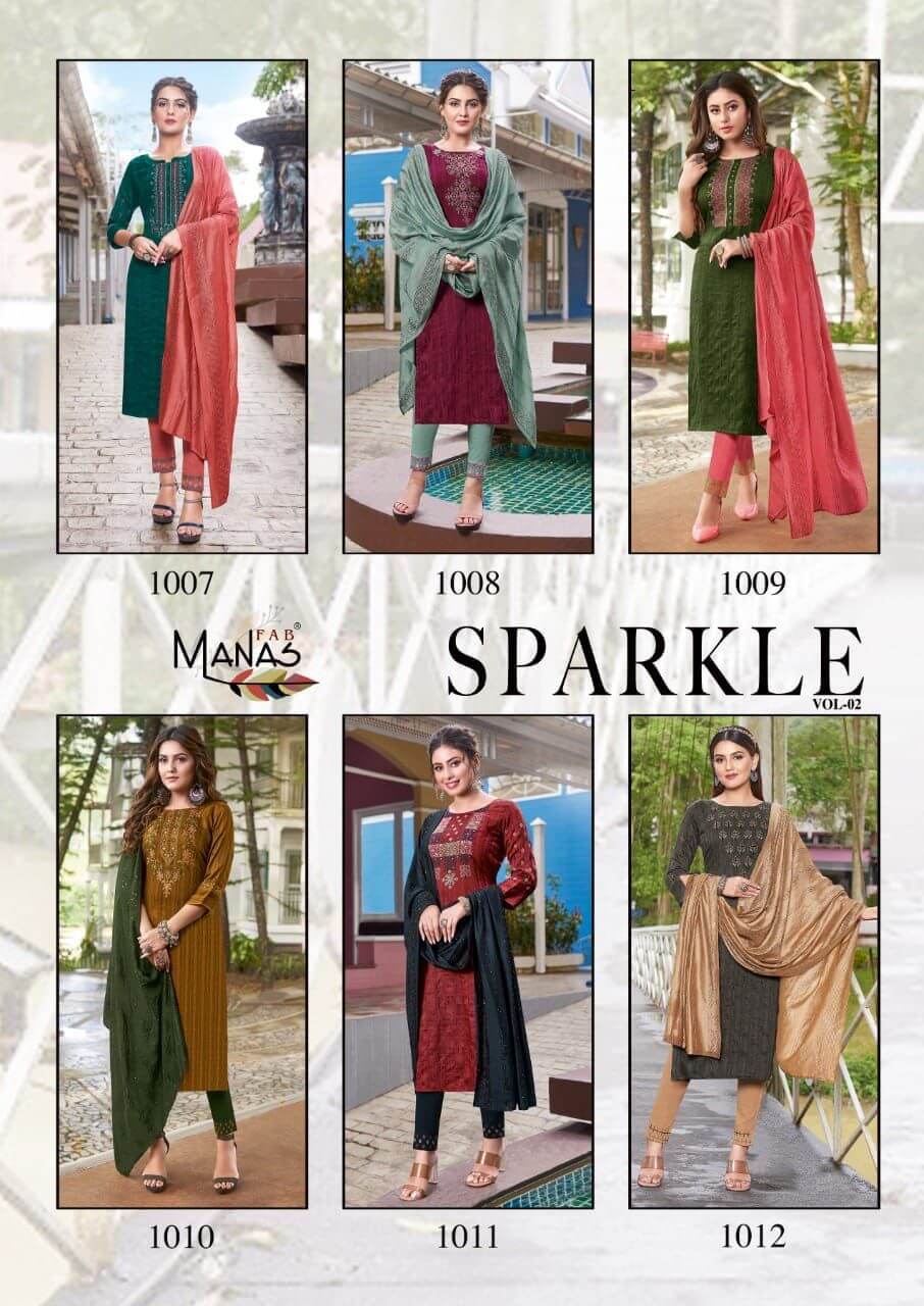 Manas Sparkle vol 2 Top Bottom Dupatta Set Catalog, Buy Manas Sparkle vol 2 Top Bottom Dupatta Set Full Catalog at Wholesale Rate Online