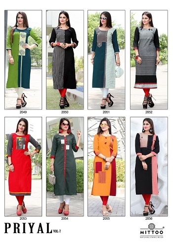 Mittoo Priyal Vol 7 streight kurtis wholesale catalog