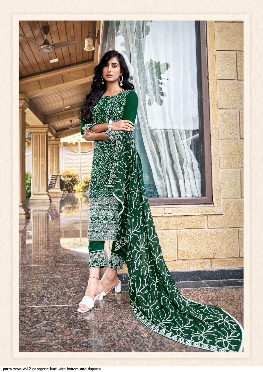 Parra Studio Zoya vol 2 Georgette Kurtis With pant and Dupatta Catalog, Buy Parra Studio Zoya vol 2 Georgette Kurtis With pant and Dupatta Full Catalog at Wholesale Rate Online