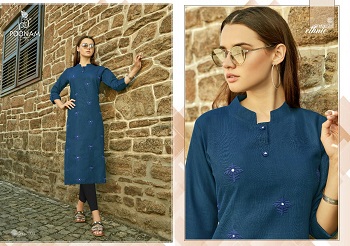 Poonam Designer Presents Cotton Slub With Embroidery Work And Buttons Work 12 Designs Kurtis Wholesale Catalogue Asiana Vol 2.Wholesale Kurtis in Surat.Order Online Or Through Whatsapp Online.Poonam Designer Surat Kurti Manufacturer Provides Low Range Kurti in wholesale in surat