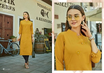 Poonam Designer Presents Cotton Slub With Embroidery Work And Buttons Work 12 Designs Kurtis Wholesale Catalogue Asiana Vol 2.Wholesale Kurtis in Surat.Order Online Or Through Whatsapp Online.Poonam Designer Surat Kurti Manufacturer Provides Low Range Kurti in wholesale in surat