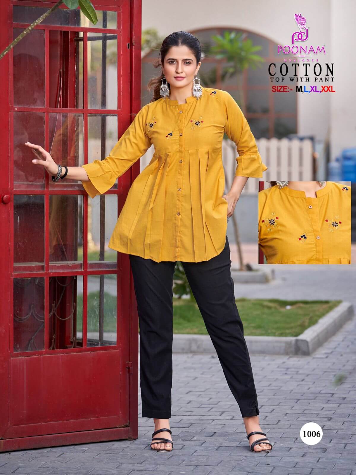 Poonam Designer Cotton Ladies Top with Bottom Catalog in Wholesale 