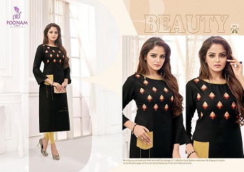 Poonam Designer Diva Vol 6 Heavy Cotton Slub With Embroidery Work Kurtis Wholesale Catalog