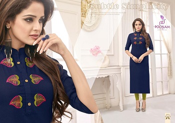 Poonam Designer Diva Vol 6 Heavy Cotton Slub With Embroidery Work Kurtis Wholesale Catalog