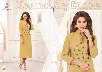 Poonam Designer Diva Vol 6 Heavy Cotton Slub With Embroidery Work Kurtis Wholesale Catalog