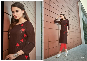 Poonam Designer Diva Vol 7 Heavy Solft Cotton Slub Embroidered Kurtis Catalog 