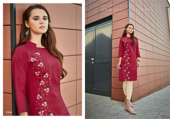 Poonam Designer Diva Vol 7 Heavy Solft Cotton Slub Embroidered Kurtis Catalog 