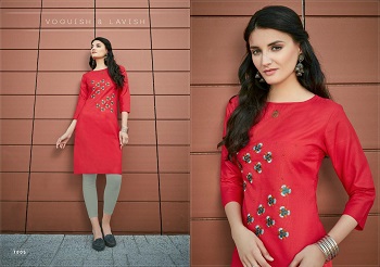 Poonam Designer Diva Vol 7 Heavy Solft Cotton Slub Embroidered Kurtis Catalog 